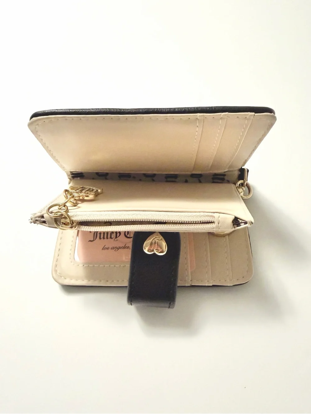 Juicy Couture NWOT Pack It Up Tab Card Wallet Black (liquorice) denim wth Gold